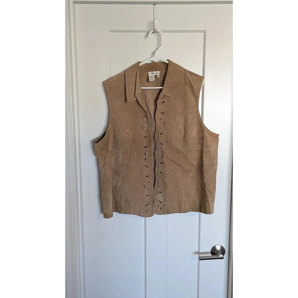 Leather Cutout Vest Coldwater Creek sz 2x - Picture 1 of 6